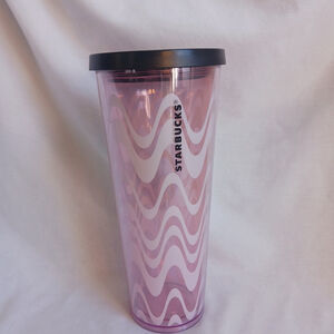 Starbucks Pink Wavy Lines Venti Cold Cup 24 oz Tumbler
